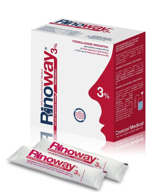 ENVICON MEDICAL Srl Rinoway 3% Sali Ipertonici Per Irrigazione Nasale 30 Bustine 1 ENVICON MEDICAL Srl Rinoway 3% Sali Ipertonici Per Irrigazione Nasale 30 Bustine